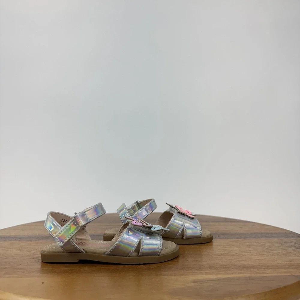New Little Kids Girls Jellypop Lil Sheba Iridescent‎ Butterfly Sandals Size 5 C